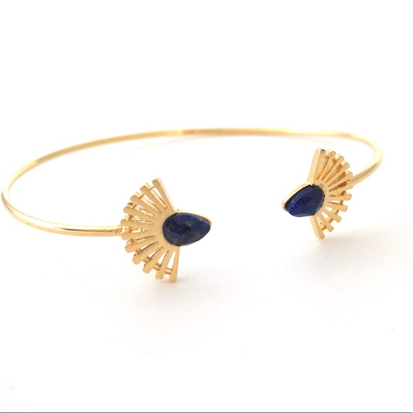 Jewelry - Fan Bangle with Navy Marbelized Stone
